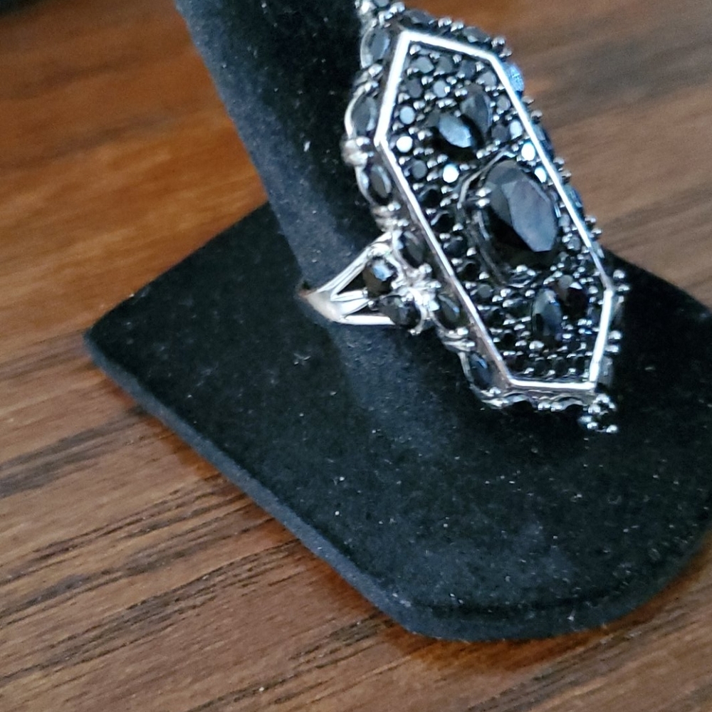 925 S.S. BLACK SPINEL RING - Picture 2 of 6